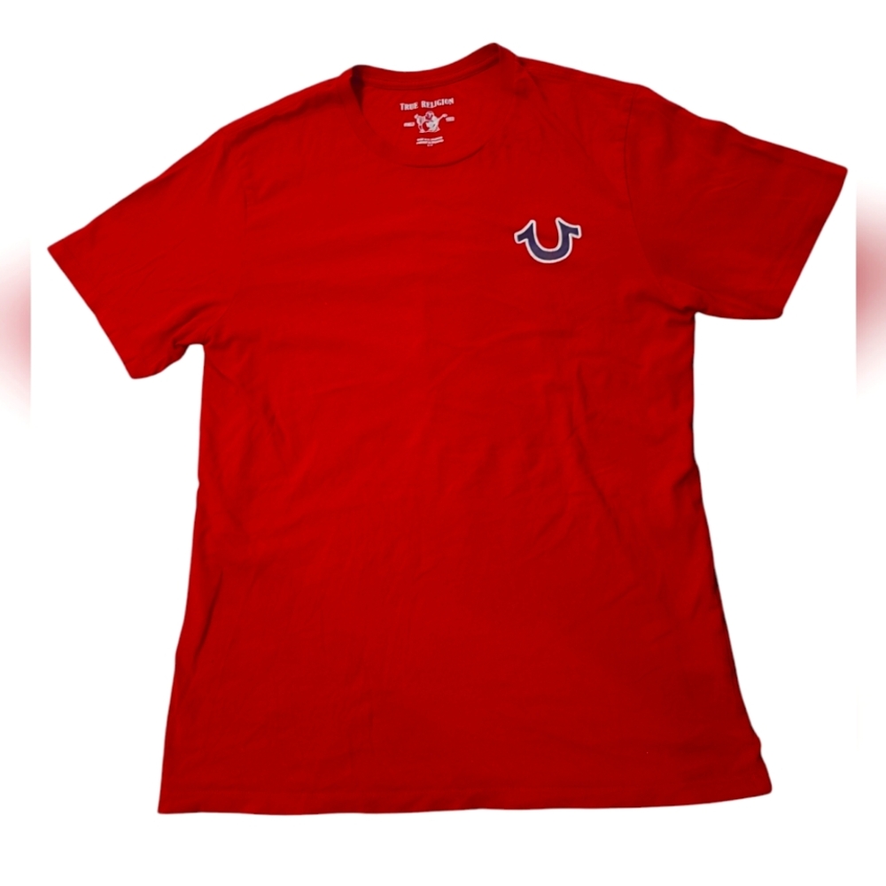 True Religion T-Shirt Red Graphic Logo Men's Small